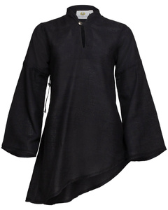 Galatea blouse linen - Black- lniana koszula