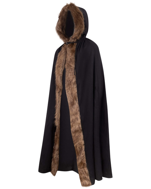 Aaron Cloak with fur - Bordeaux - płócienna peleryna