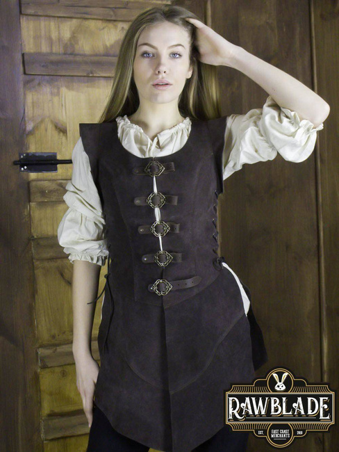 Julienne Leather Jerkin Long - Brown