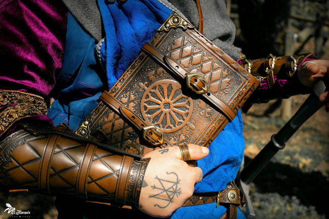 Leather Grimoire - Green/Gold - skórzana księga/notatnik