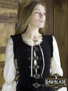 Julienne Leather Jerkin Long - Black