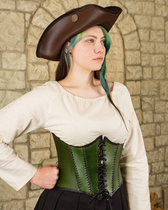 Dunja Leather Bodice Green - skórzany gorset