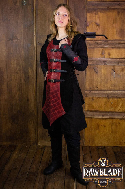 Highland Long Leather Jerkin - Red