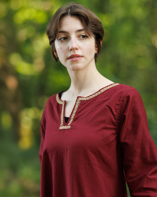 Heloise Dress Bordeaux - płócienna suknia