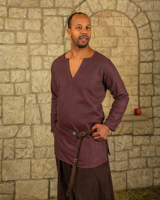 Tronde Tunic Herringbone Burgundy - bawełniana tunika