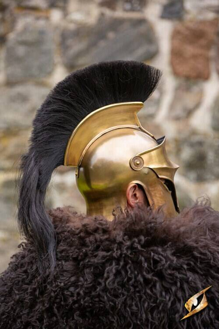 Corinthian Helmet w/Plume - Brass/Black - hełm koryncki z pióropuszem