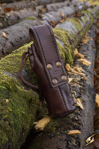 Telescope with leather pouch - Brass