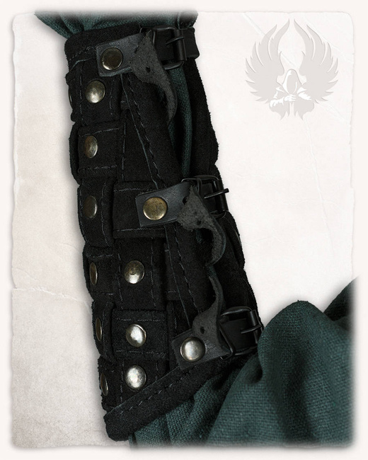 Robert Bracers - Black - nitowane skórzane karwasze