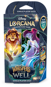 Disney Lorcana: Whispers In The Well Zestaw dwóch (2) Starter Deck Amber and Emerald oraz Sapphire and Steel