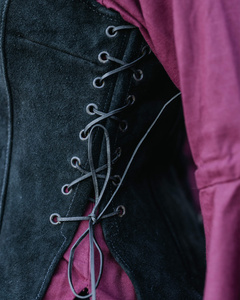 Caty Leather Bodice Black - zamszowa kamizelka gorsetowa