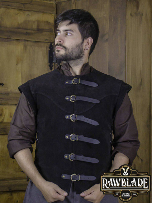 Jules Short Splitleather Jerkin - Black