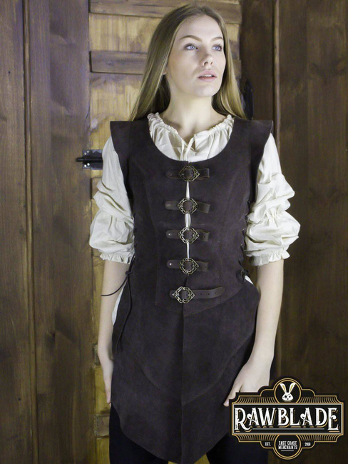 Julienne Leather Jerkin Long - Brown