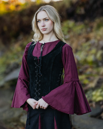 Caty Leather Bodice Black - zamszowa kamizelka gorsetowa