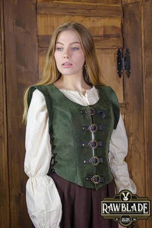 Julienne Leather Jerkin Short - Green