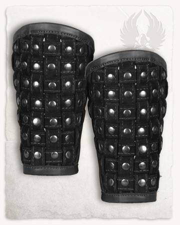 Robert Bracers - Black - nitowane skórzane karwasze