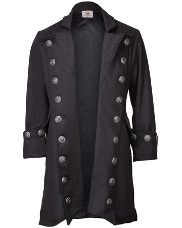 Captain Chad Buccaneer Coat canvas - Black - bawełniany płaszcz