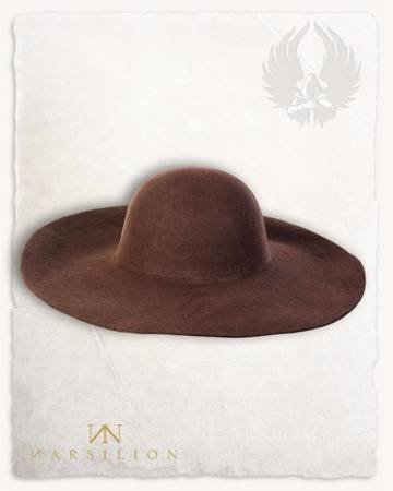 Felted Hat With Wide Brim Brown - średniowieczny kapelusz z szerokim rondem