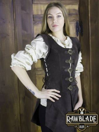 Julienne Leather Jerkin Long - Brown