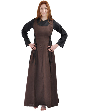 Uma Dress Canvas Brown - płócienna suknia