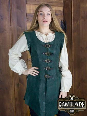 Julienne Leather Jerkin Long - Green