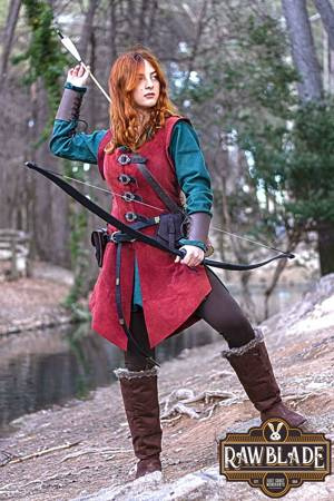 Julienne Leather Jerkin Long - Red