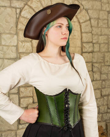 Dunja Leather Bodice Green - skórzany gorset