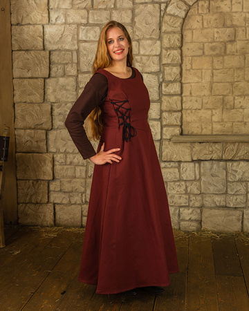 Uma Dress Canvas Bordeaux - płócienna suknia