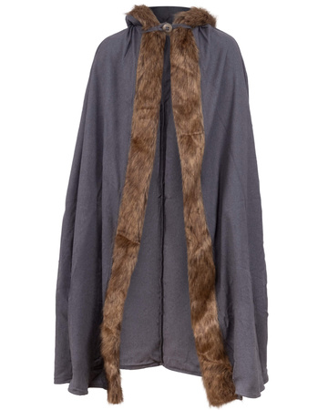 Aaron Cloak with fur - Grey - płócienna peleryna