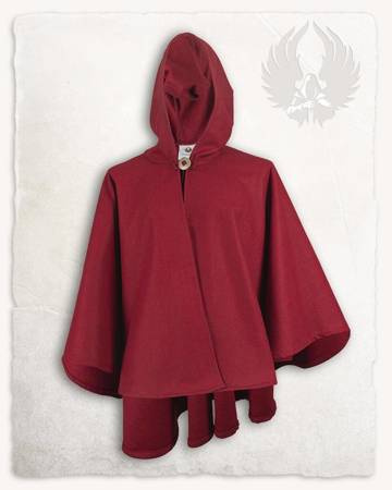 Kim Cloak Wool Bordeaux - wełniana półpeleryna z kapturem