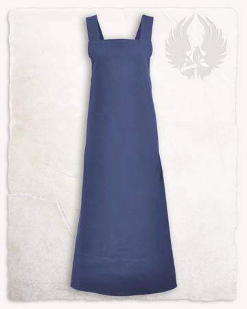 Lientje Apron Dress Blue - płócienna długa suknia fartuchowa
