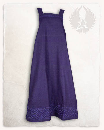 Alva Apron Dress Herringbone Purple - suknia fartuchowa