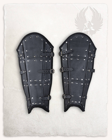 Quintus Upper Leather Greaves - Black