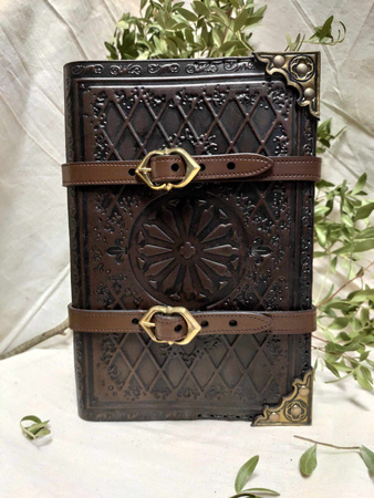 Leather Grimoire - Brown/Gold - skórzana księga/notatnik