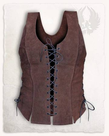 Caty Leather Bodice Brown - zamszowa kamizelka gorsetowa