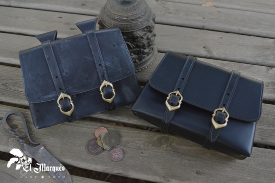 Adventurer bag Aged - Black - skórzana kaletka