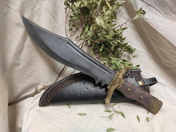 Bowie dagger - Curved blade - Wooden handle - Gold
