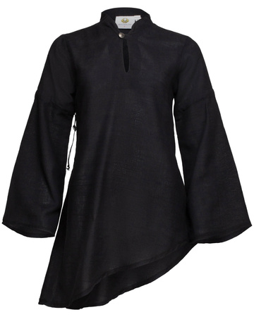 Galatea blouse linen - Black- lniana koszula