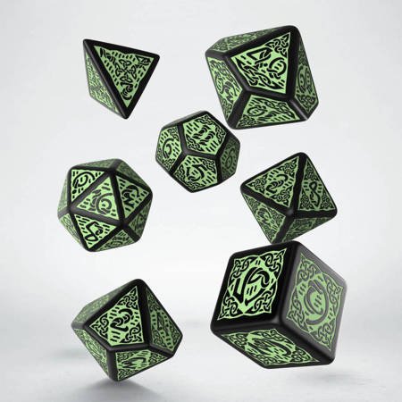 Kości RPG Celtyckie 3D Czarno-zielone (7)