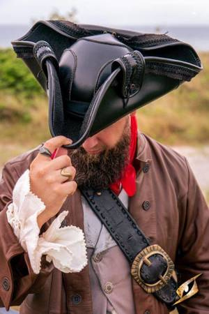 Pirate Hat - Faux Leather - Black