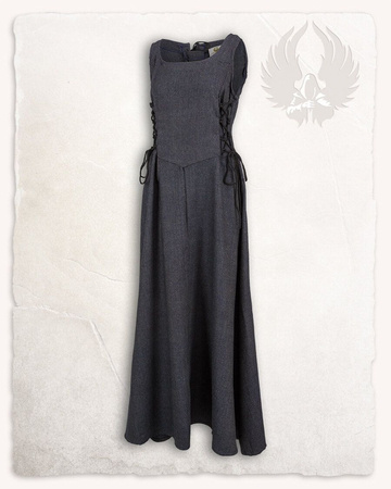 Uma Dress Herringbone Blue - suknia z wełny filcowanej