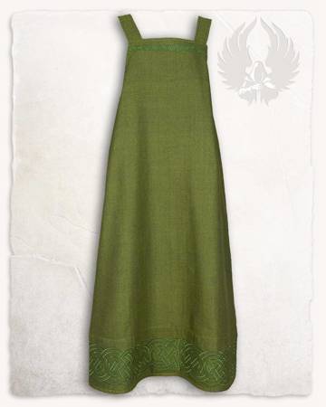 Alva Apron Dress Herringbone Dark Green - suknia fartuchowa