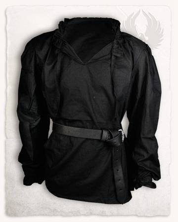 Bastian Shirt Cotton Black - koszula średniowieczna
