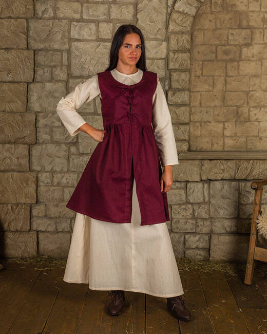 Clara Dress Bordeaux - płócienna sukienka