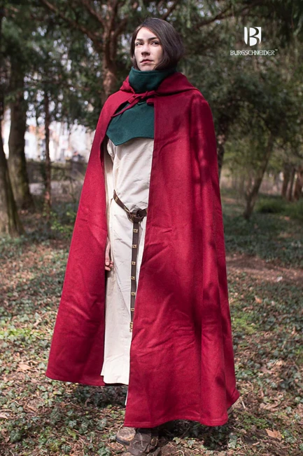 Hooded Cloak Hibernus - Wool - Red