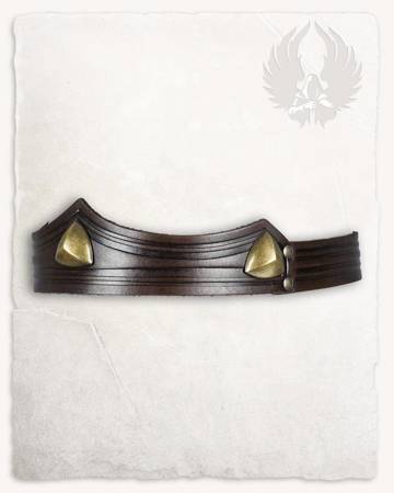 Isidor Studded Crown Triangolar Brown - skórzany diadem