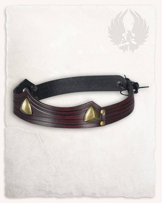 Isidor Studded Crown Triangolar Dark Red - skórzany diadem