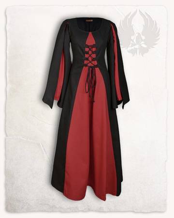 Jasione Dress Black/Bordeaux - średniowieczna suknia