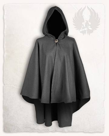 Kim Short Cape Wool Grey - wełniana półpeleryna z kapturem