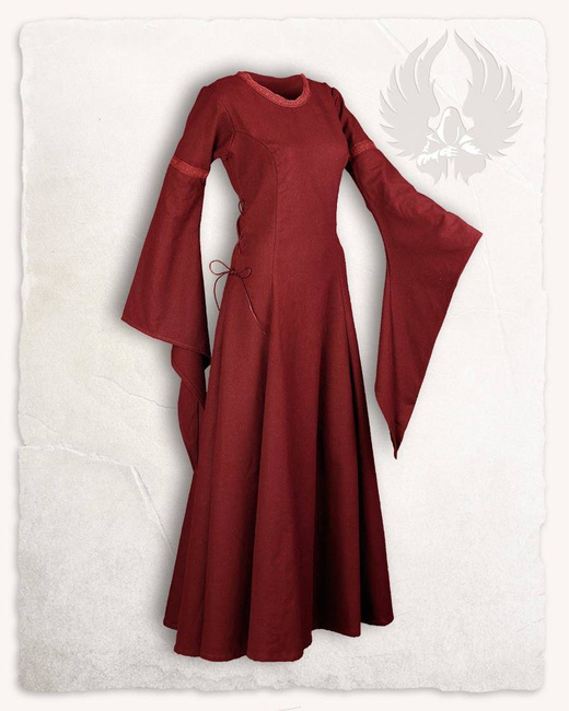 Lenora Dress Premium Canvas Bordeaux - suknia z długimi rękawami