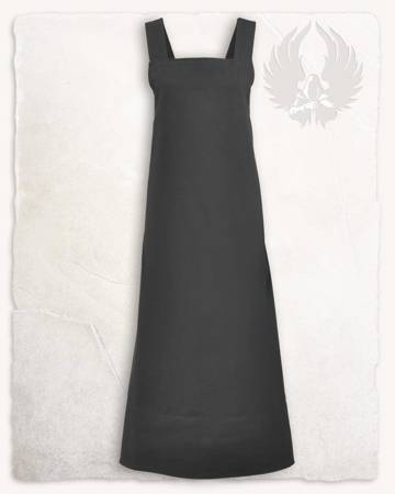 Lientje Apron Dress Black - płócienna długa suknia fartuchowa